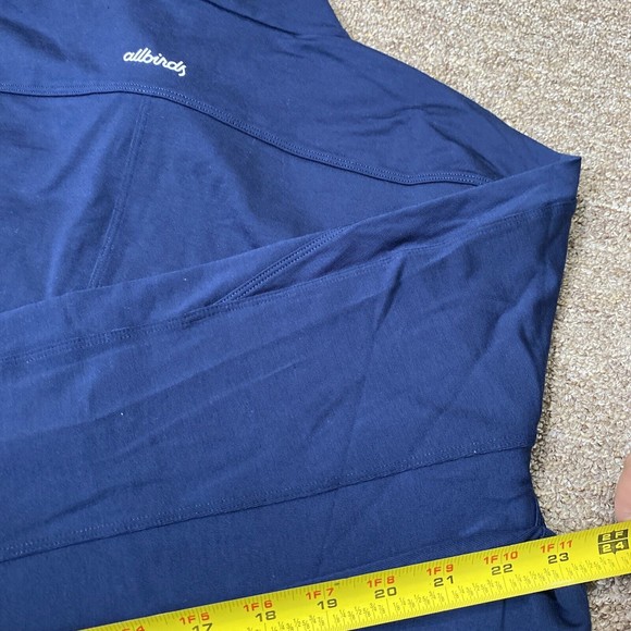 All birds Mens 1/4 zip natural run midlayer tshirt $98 Blue long sleeve Co Logo - Picture 3 of 12